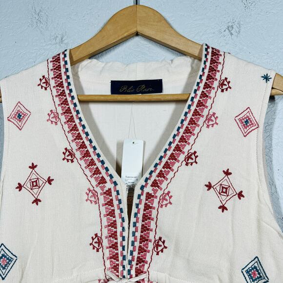 NEW! Blue Rain x Francesca's Embroidered Gauzy Tunic Boho Shift Dress - L - Picture 5 of 5